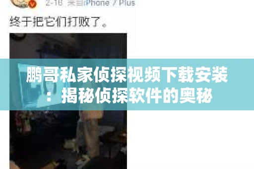 鹏哥私家侦探视频下载安装：揭秘侦探软件的奥秘