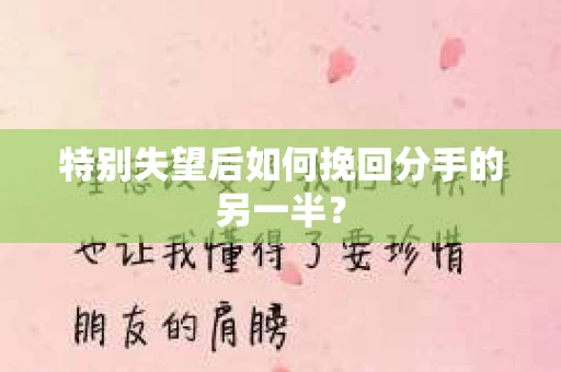 特别失望后如何挽回分手的另一半？